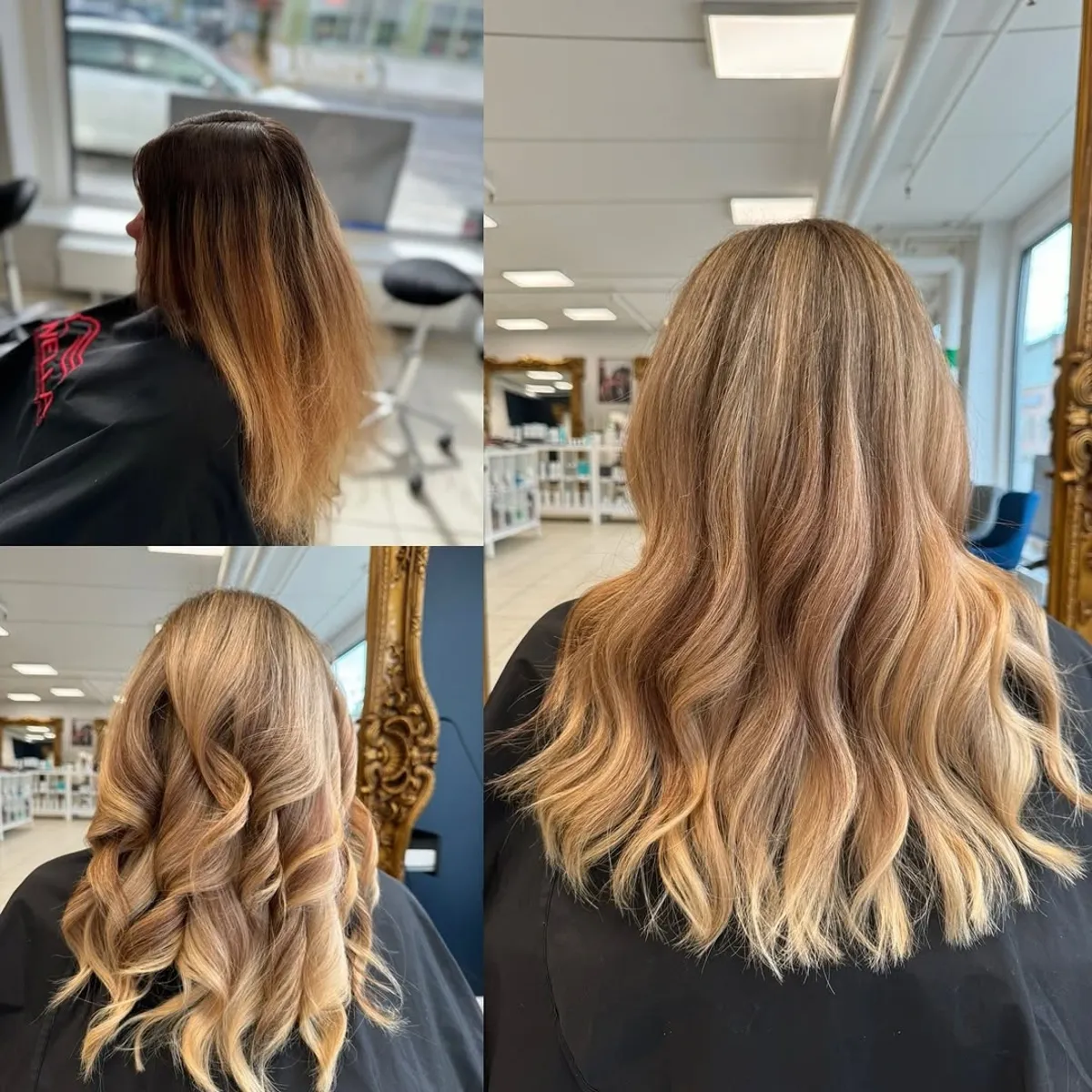Mörk utväxt → Solkysst balayage